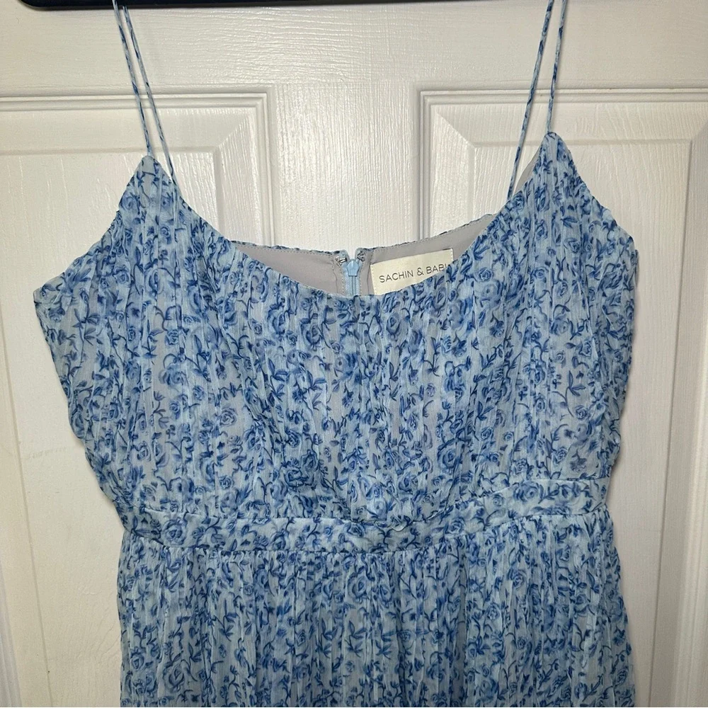 Sachin + Babi Rose Dress Dusty Blue Floral Print - Picture 7 of 10